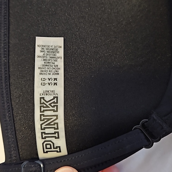 Black Triangle Back Bikini Top Size M Pink VS - Picture 4 of 5